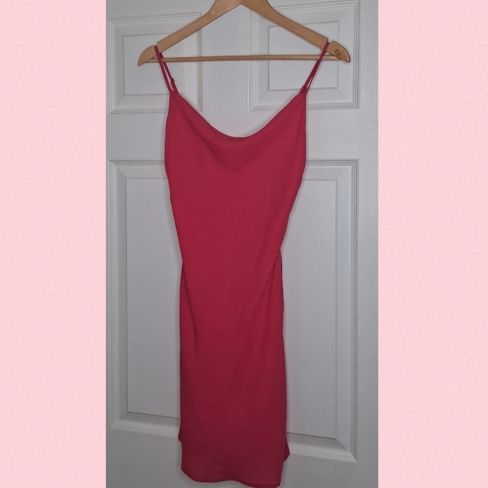 Aqua Bloomingdale's Hot Pink Cowl Cutout Cocktail Dress Size X-Small - Picture 1 of 5